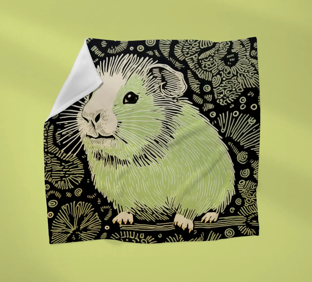 Cochon d'Inde vert 2 plaid polaire de Minimal Animal Art