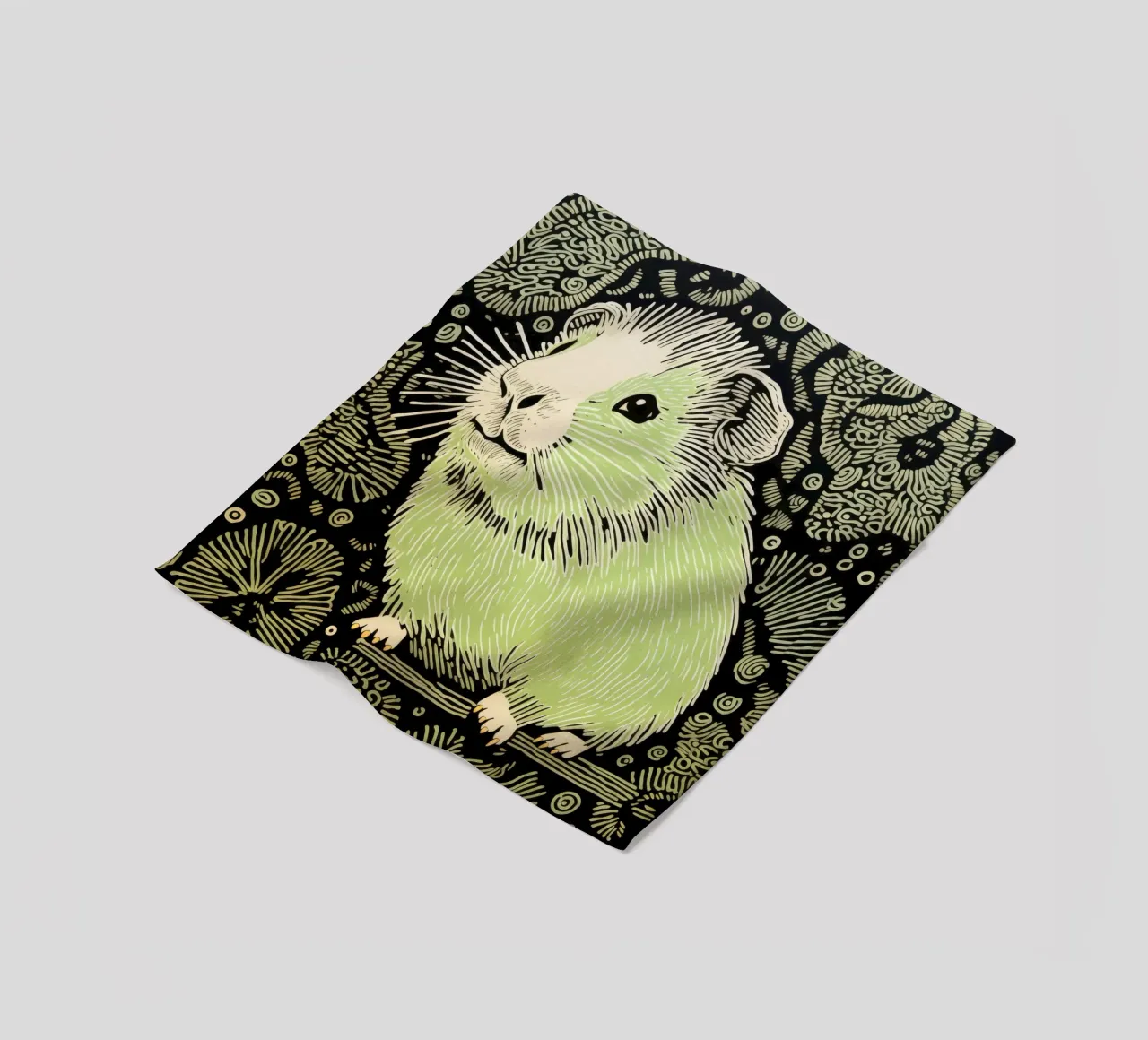 Cochon d'Inde vert 2 plaid polaire de Minimal Animal Art