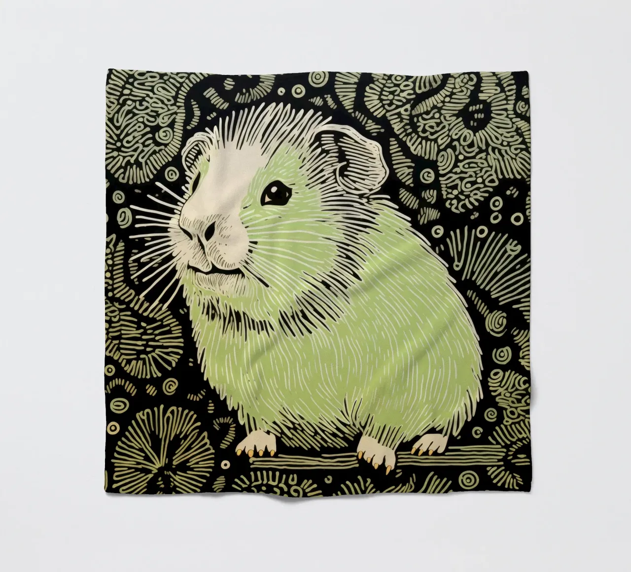 Cochon d'Inde vert 2 plaid polaire de Minimal Animal Art