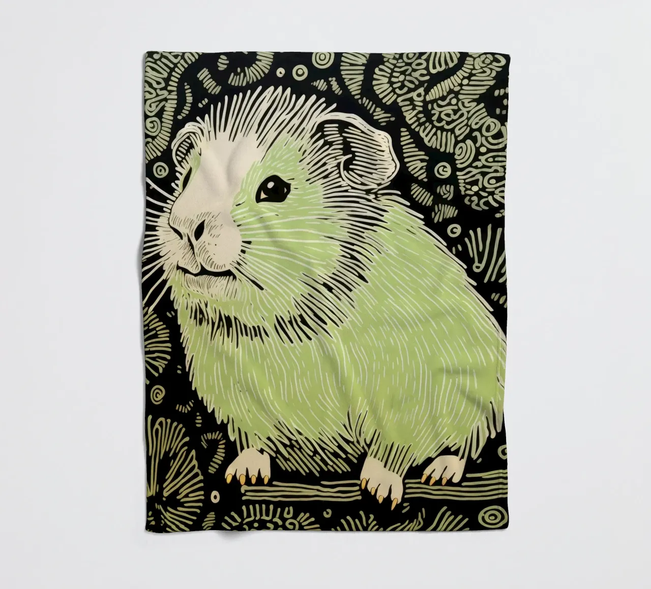 Cochon d'Inde vert 2 plaid polaire de Minimal Animal Art