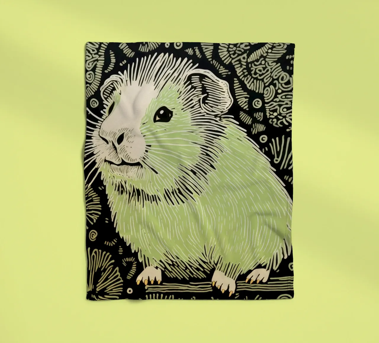 Cochon d'Inde vert 2 plaid polaire de Minimal Animal Art