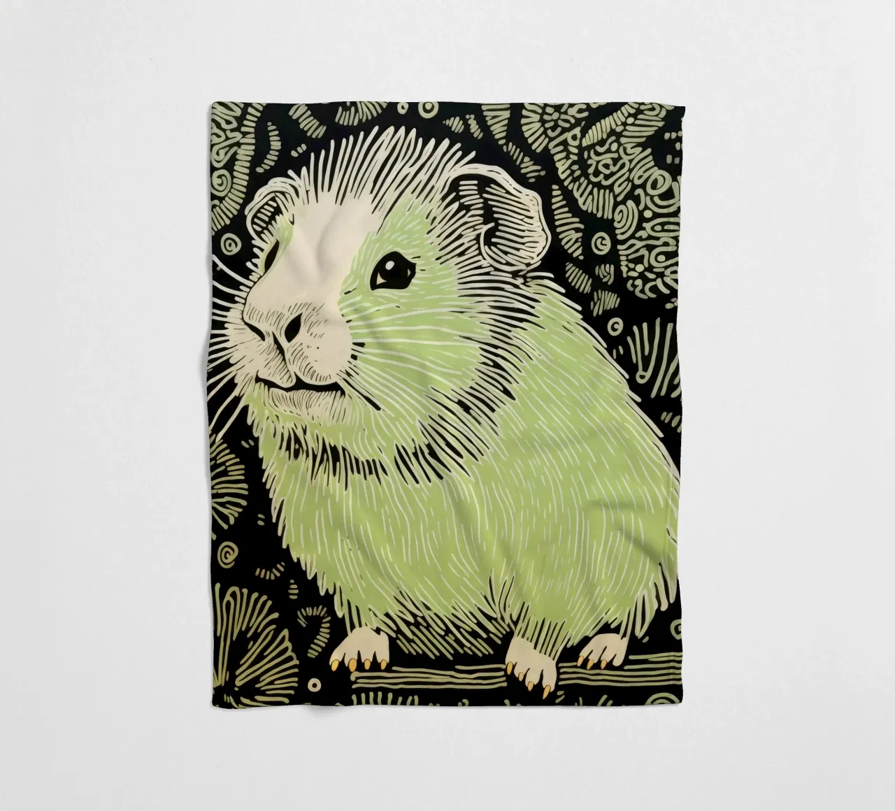 Cochon d'Inde vert 2 plaid polaire de Minimal Animal Art