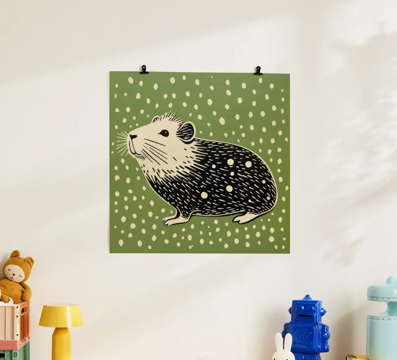 Cochon d'Inde vert 3 hahnemühle de Minimal Animal Art