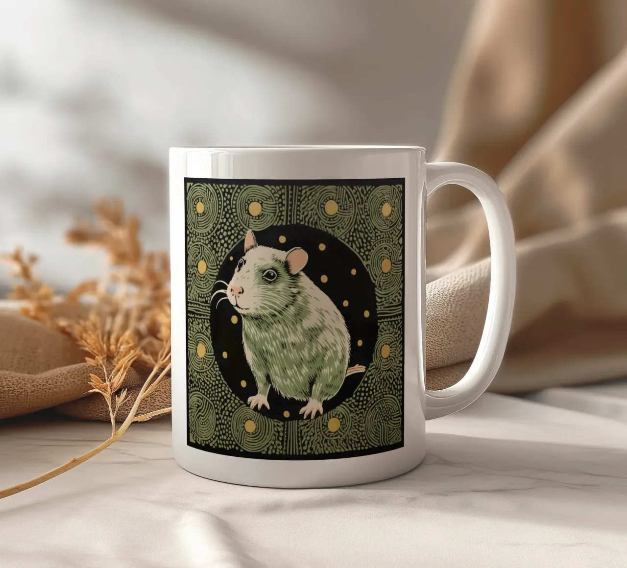 Cavia verde 4 tazza in ceramica da Minimal Animal Art