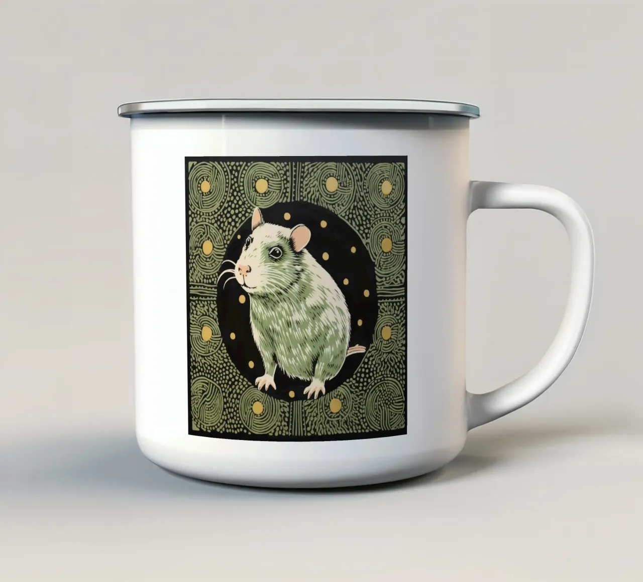 Cavia verde 4 tazza in smalto da Minimal Animal Art