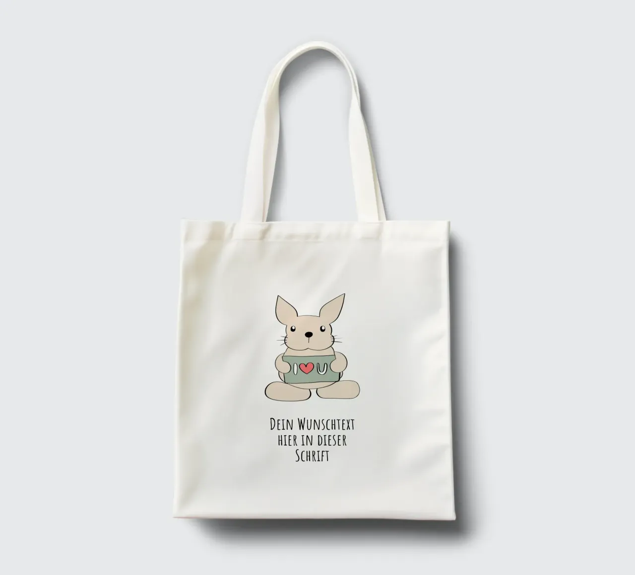 Wunschtext - Hase liebt dich borsa in juta da BAINAI