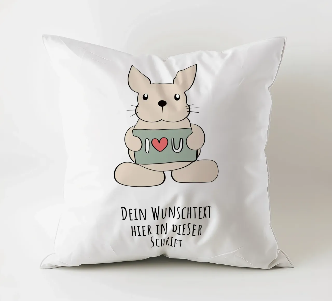 Wunschtext - Hase liebt dich cuscino da BAINAI