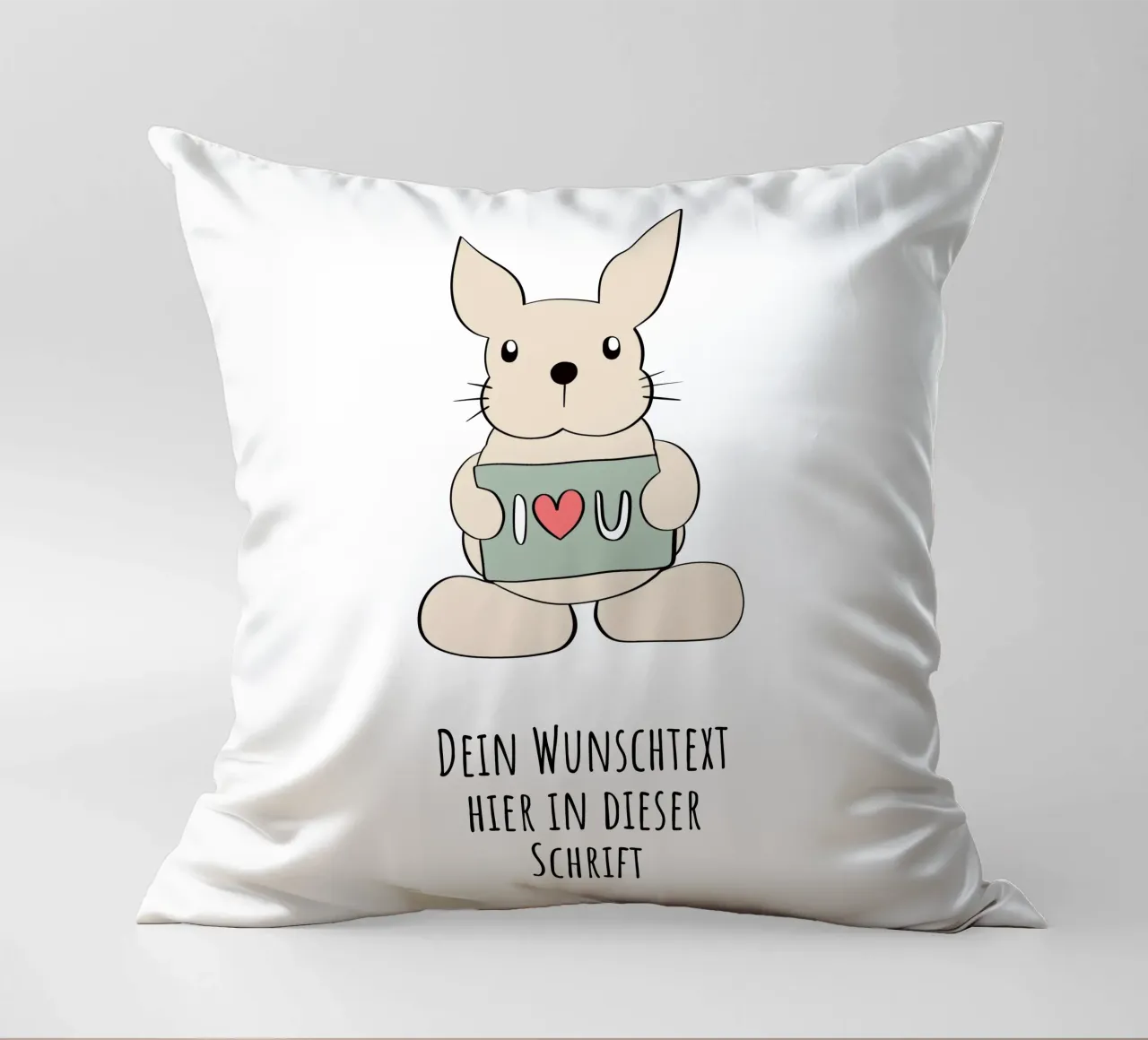 Wunschtext - Hase liebt dich cuscino da BAINAI