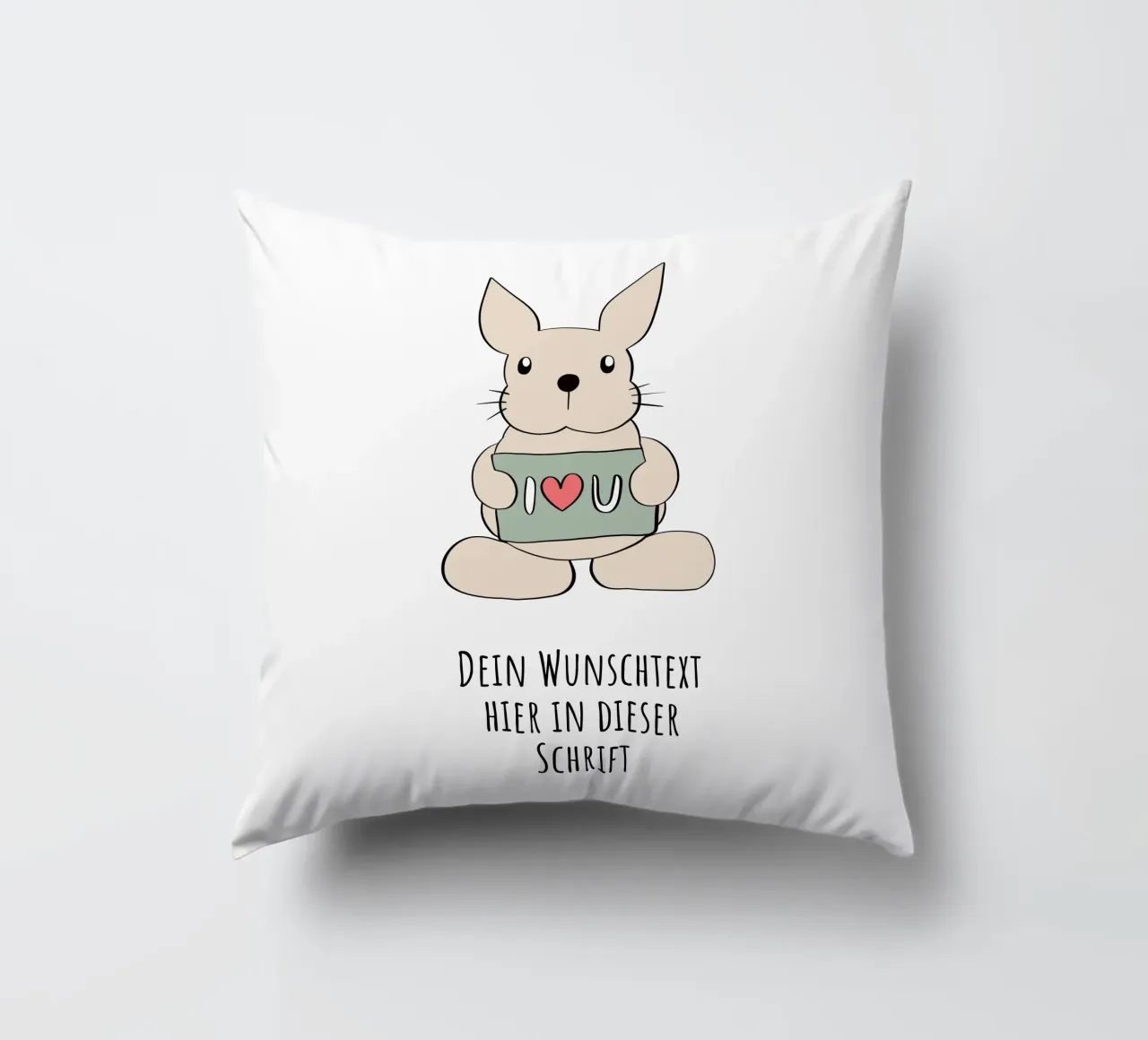 Wunschtext - Hase liebt dich cuscino da BAINAI