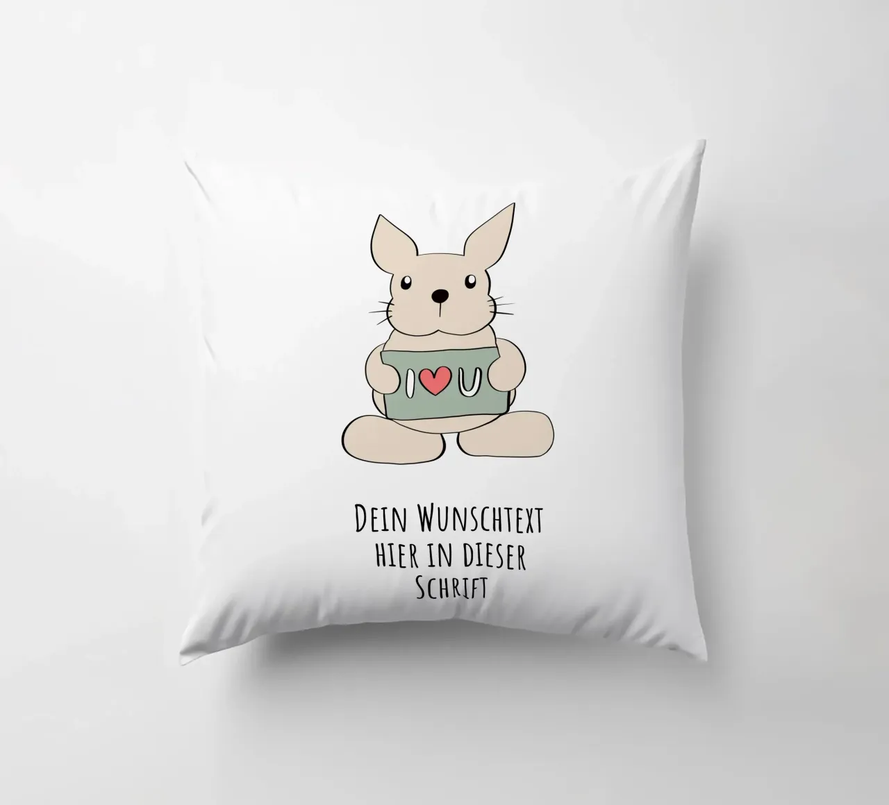 Wunschtext - Hase liebt dich cuscino da BAINAI