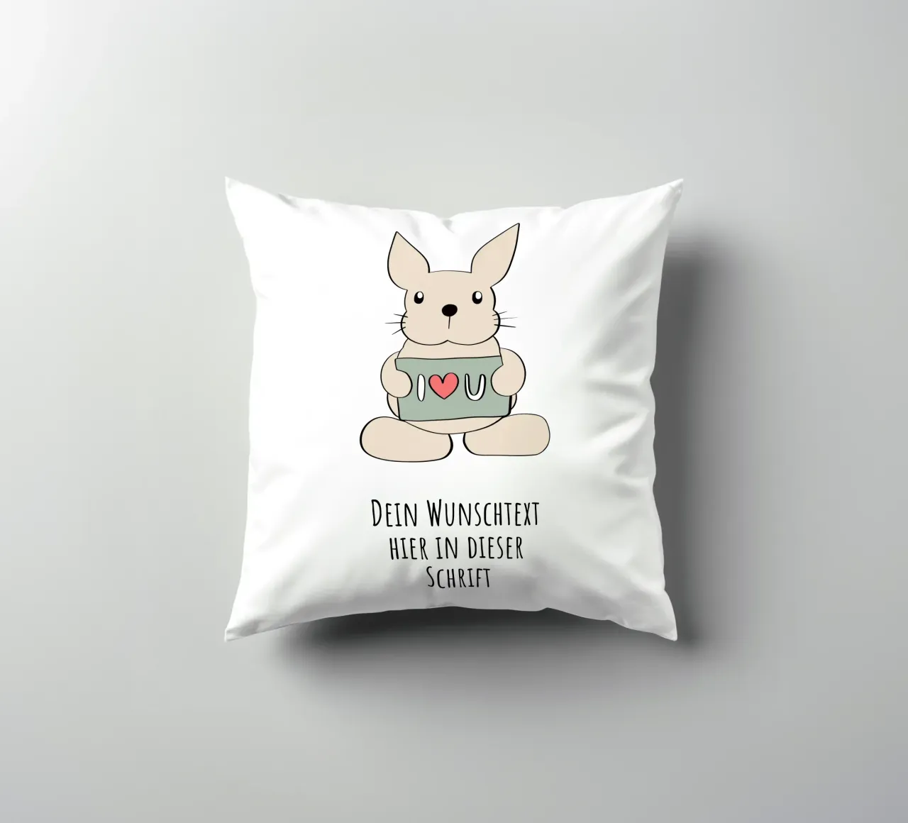 Wunschtext - Hase liebt dich cuscino da BAINAI