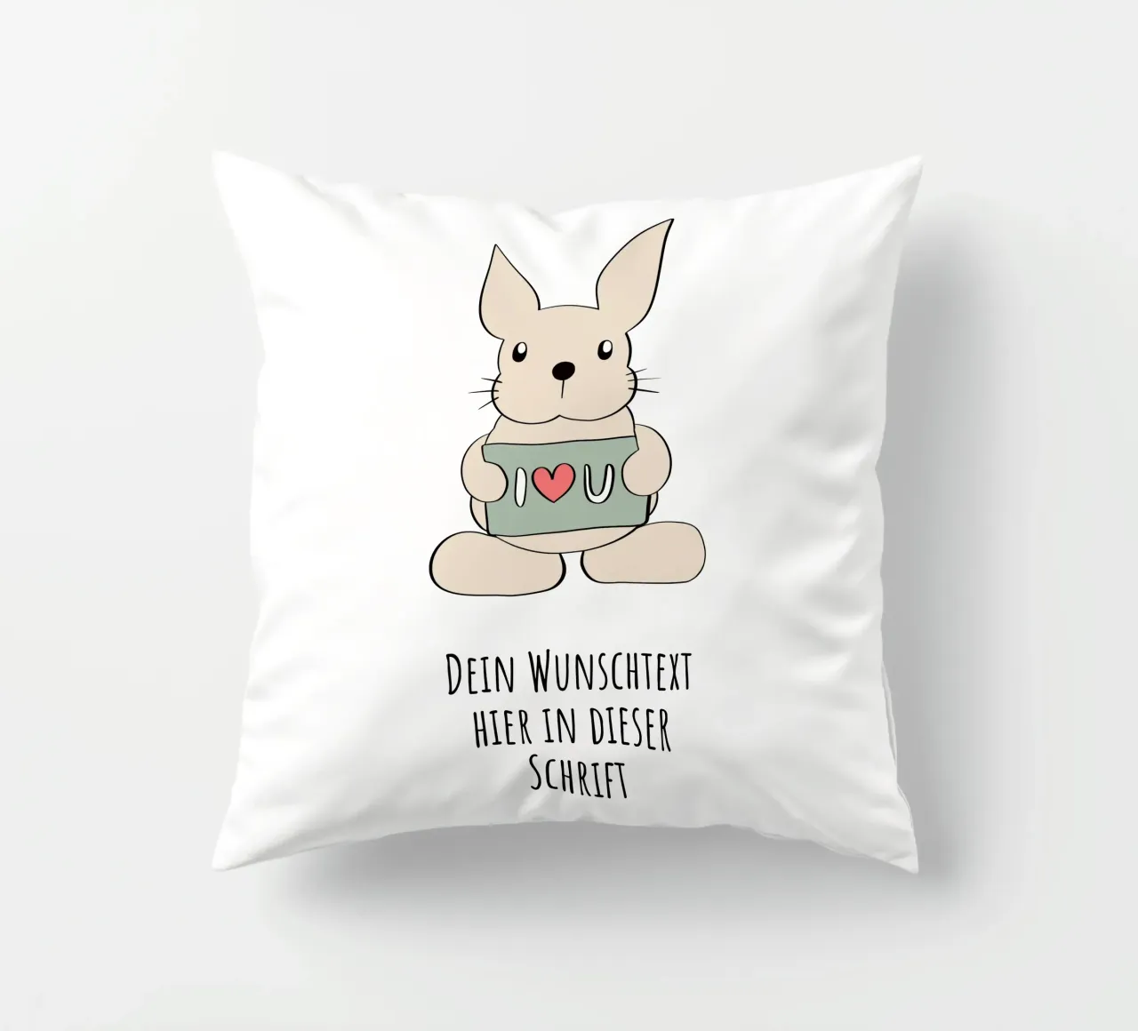 Wunschtext - Hase liebt dich cuscino da BAINAI
