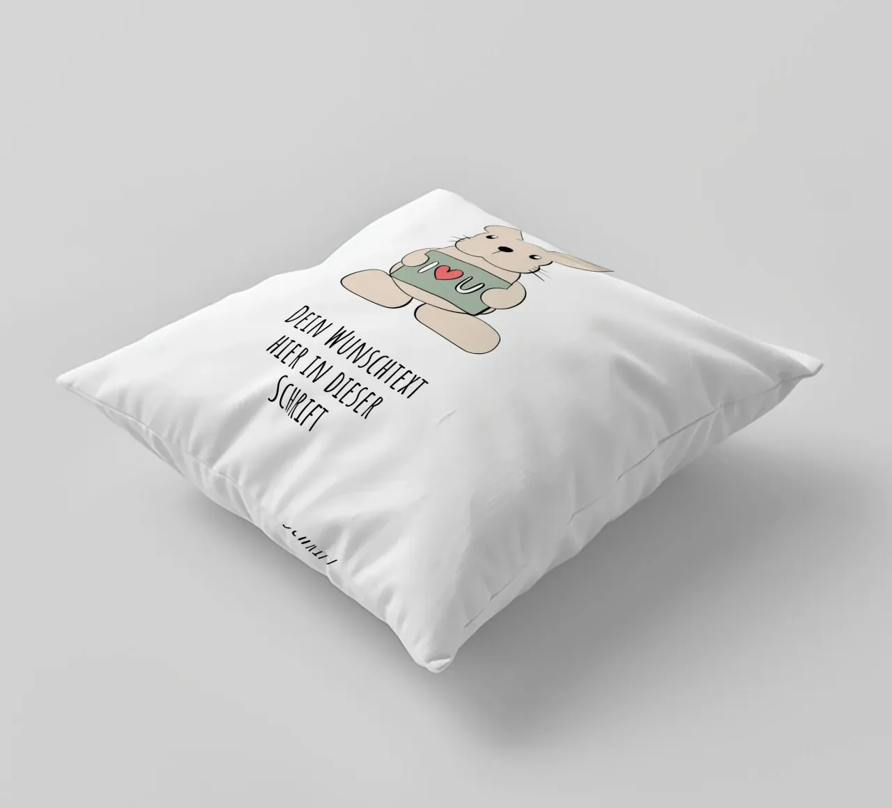 Wunschtext - Hase liebt dich cuscino da BAINAI