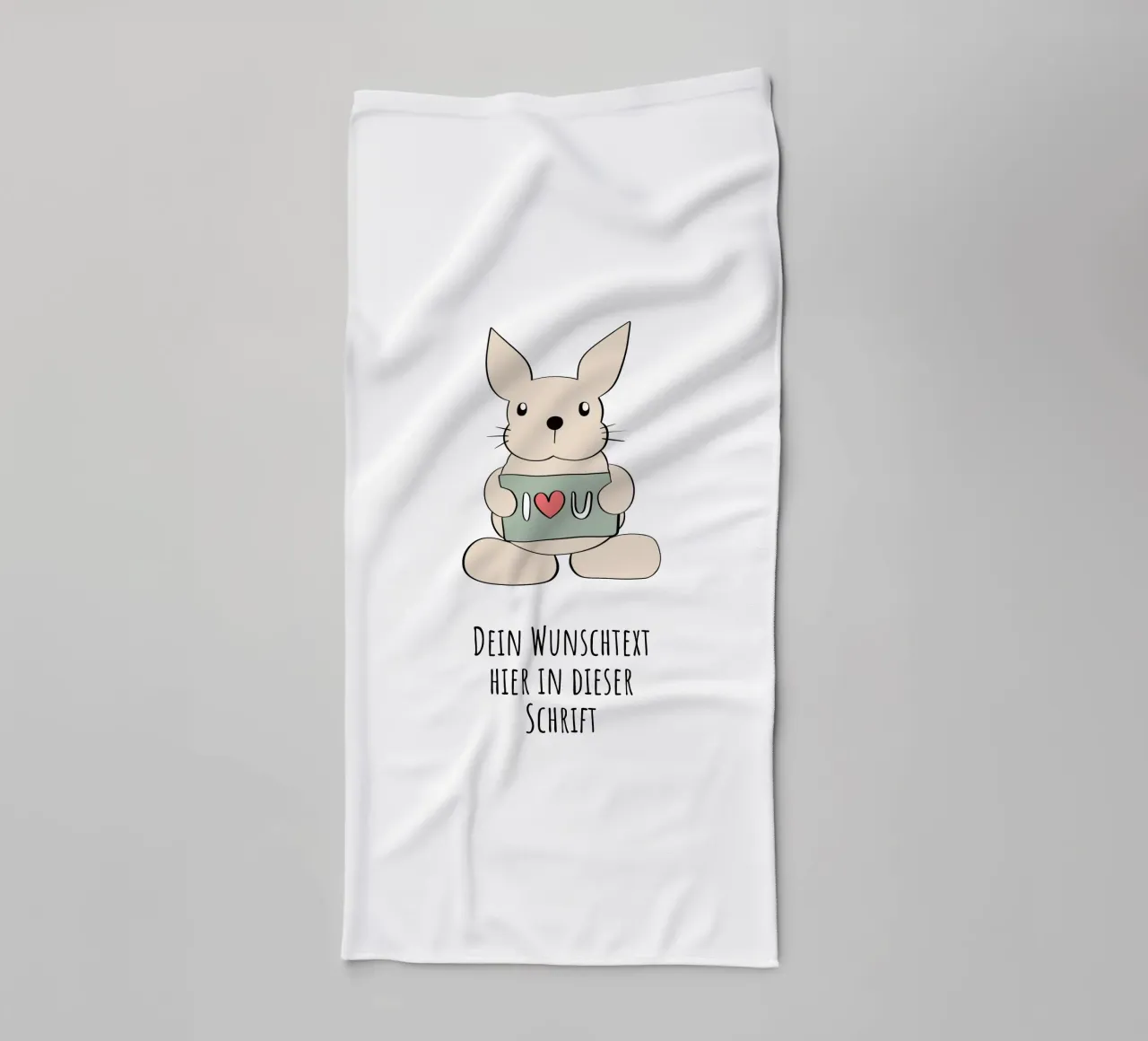 Wunschtext - Hase liebt dich badhanddoek van BAINAI