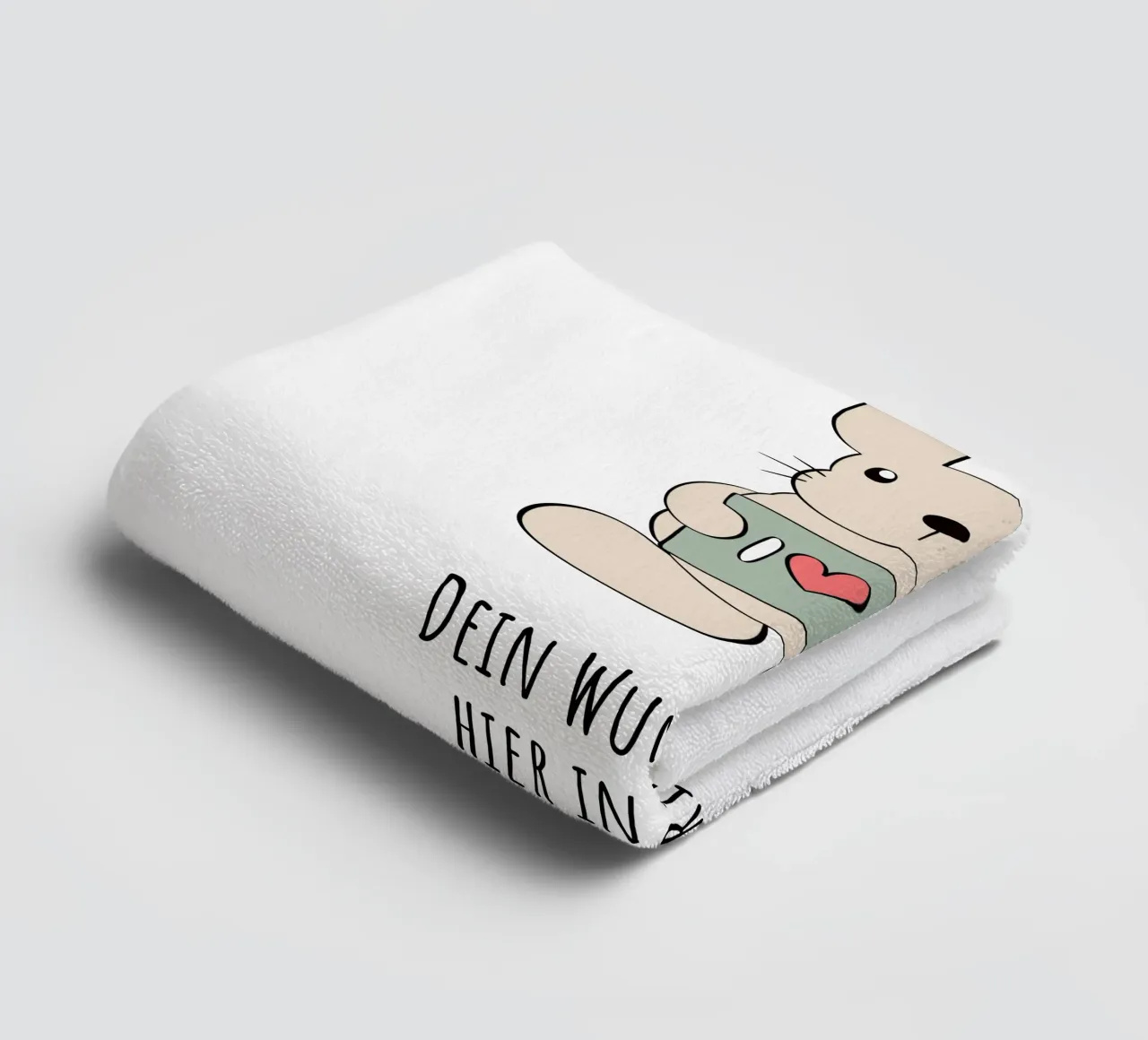 Wunschtext - Hase liebt dich badhanddoek van BAINAI