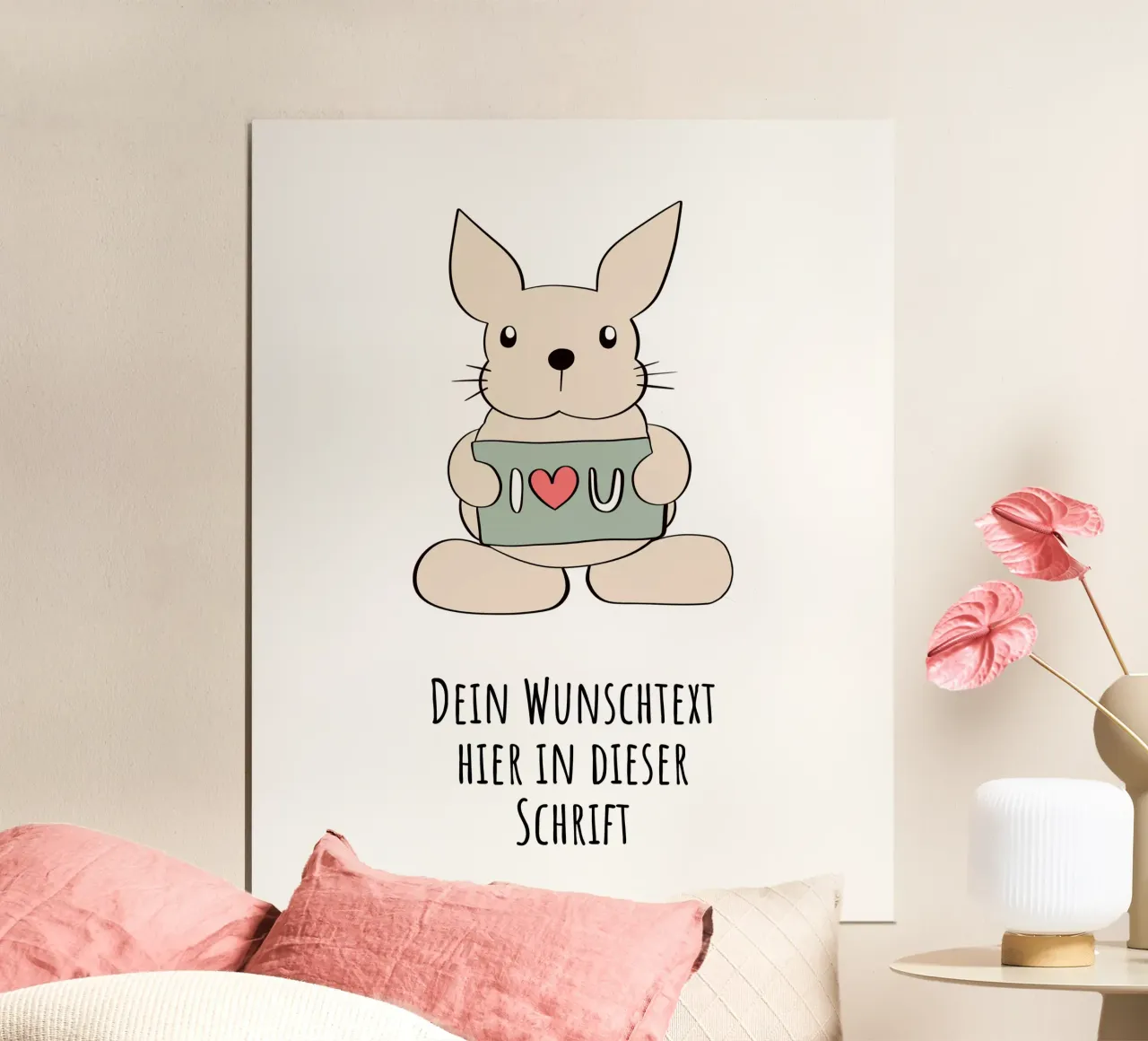 Wunschtext - Hase liebt dich carta hahnemühle da BAINAI