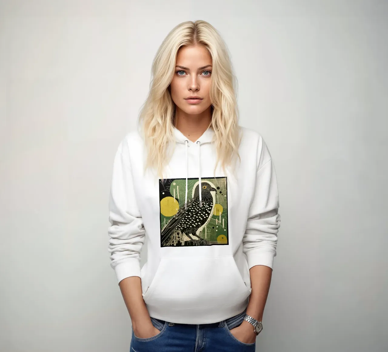 Falco verde felpa con cappuccio da Minimal Animal Art