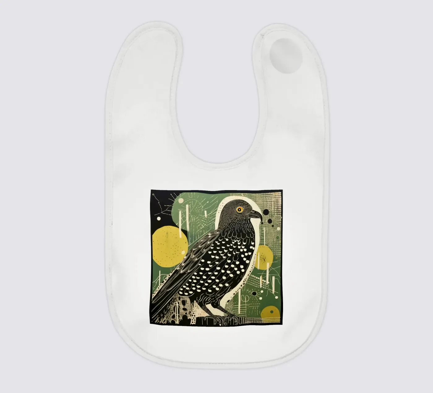 Green Hawk baby bib by Minimal Animal Art