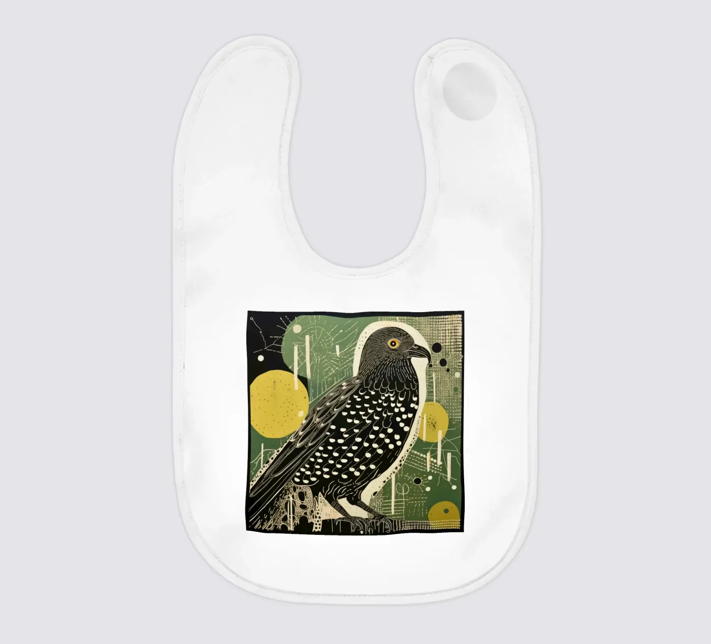 Green Hawk baby bib by Minimal Animal Art