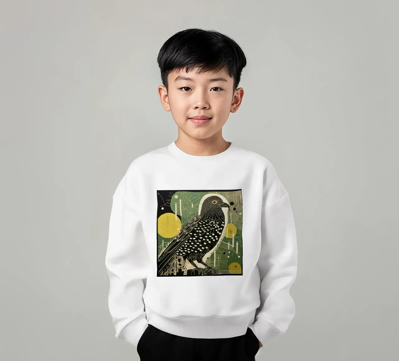 Falco Verde 2 felpa bambino da Minimal Animal Art