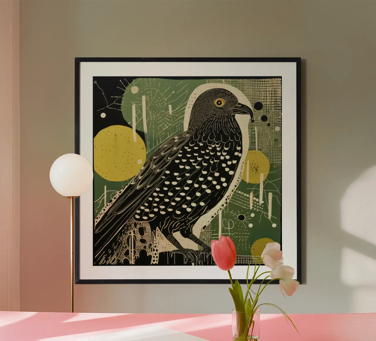 Falco verde poster da Minimal Animal Art