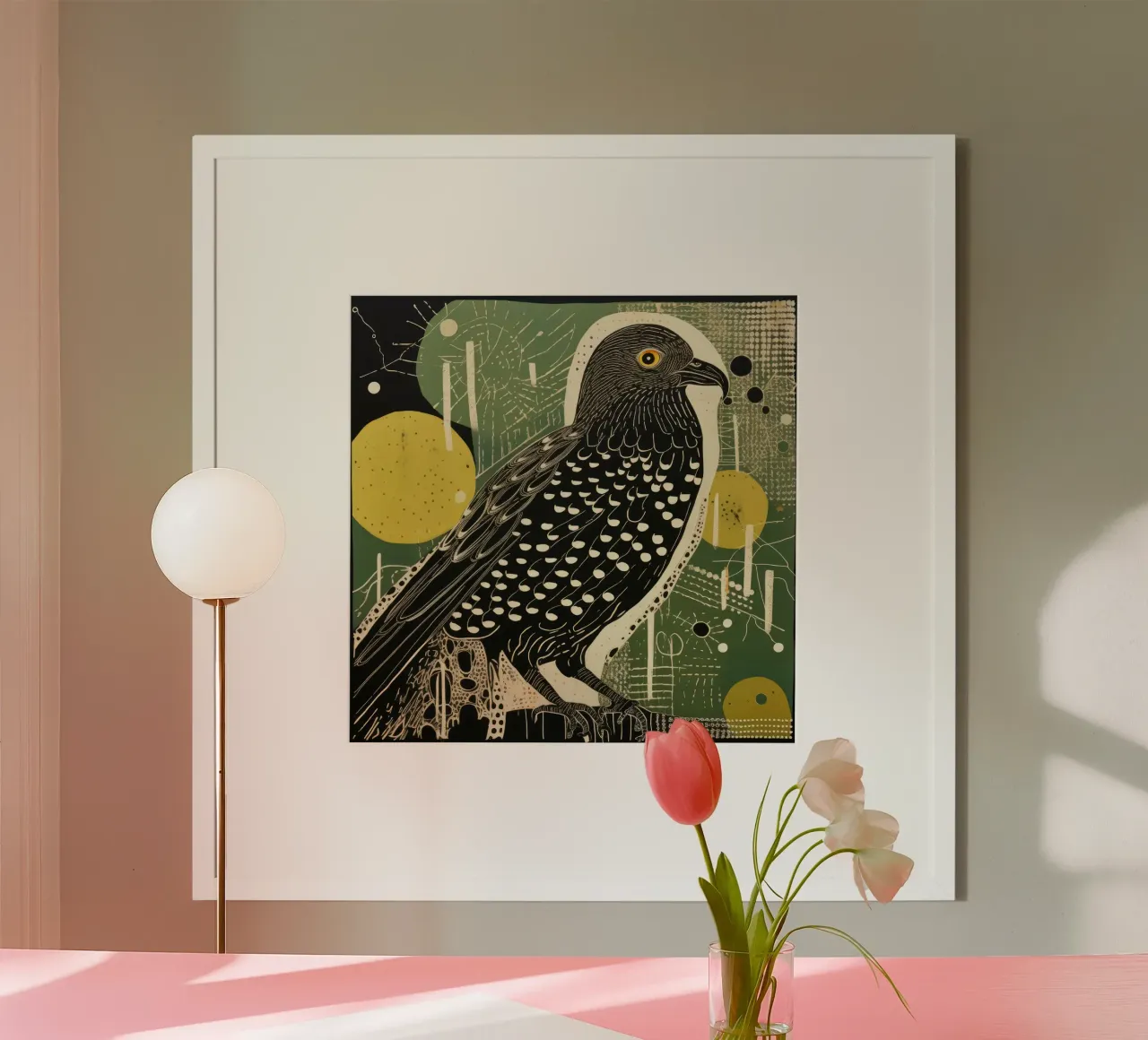 Falco verde poster da Minimal Animal Art