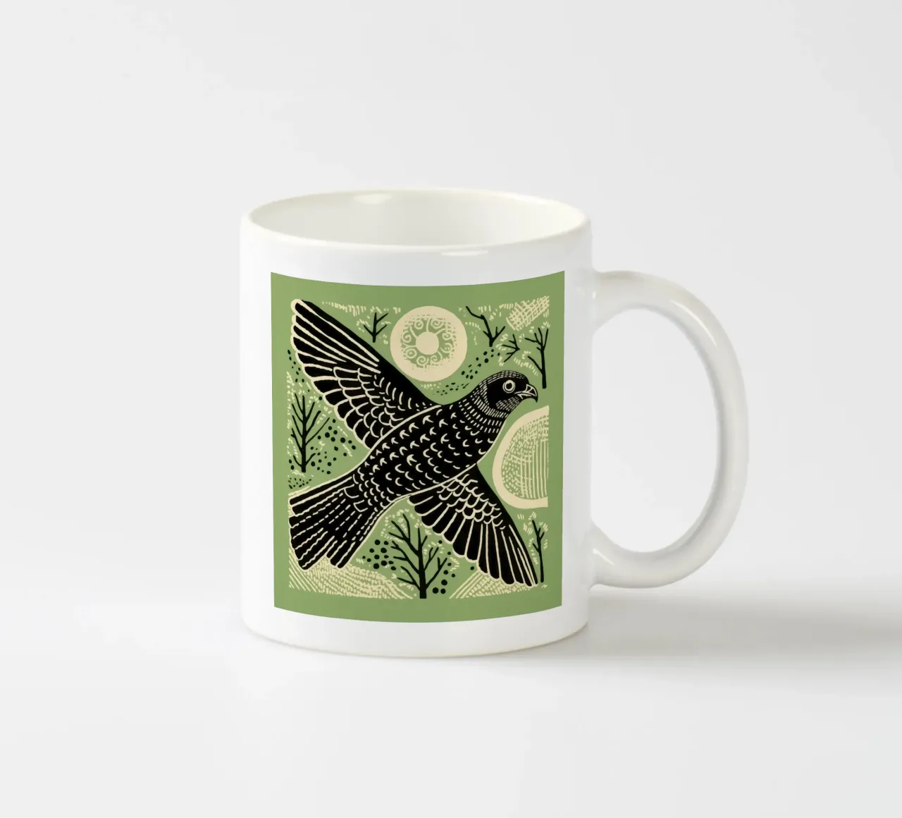Falco Verde 3 tazza in ceramica da Minimal Animal Art