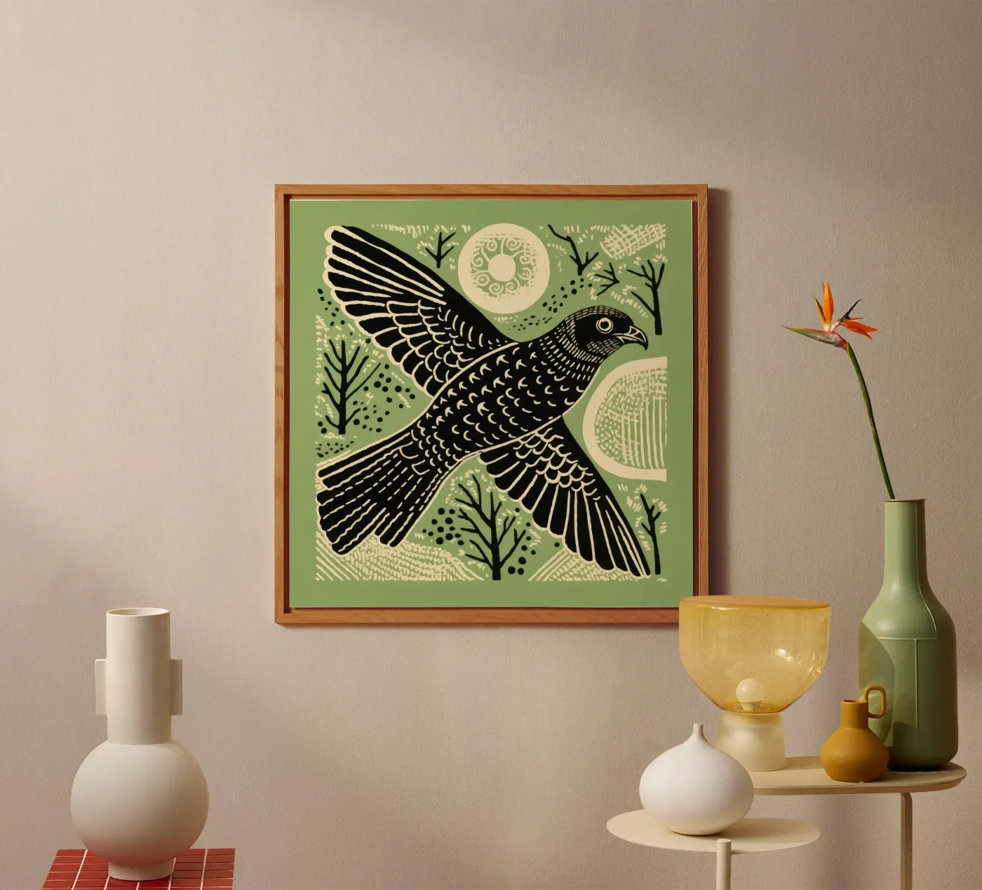 Falco verde pannello forex da Minimal Animal Art