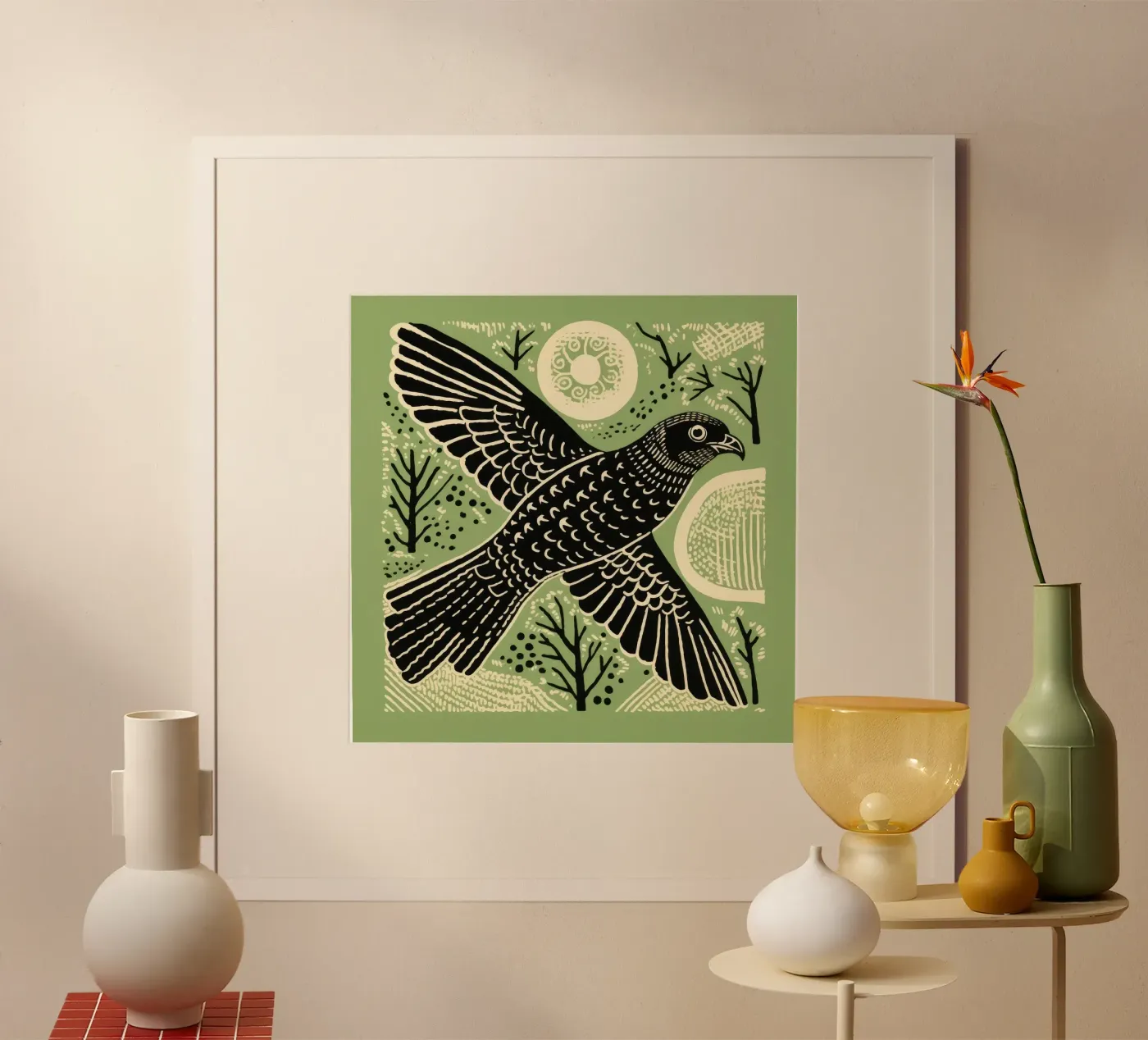 Green Hawk poster da Minimal Animal Art