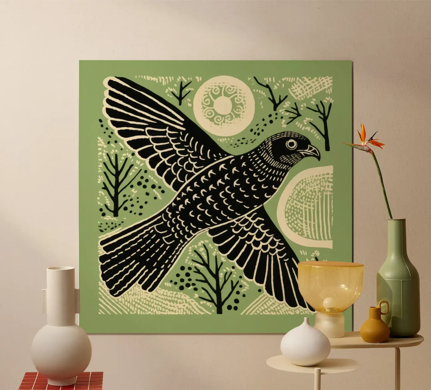 Green Hawk poster da Minimal Animal Art