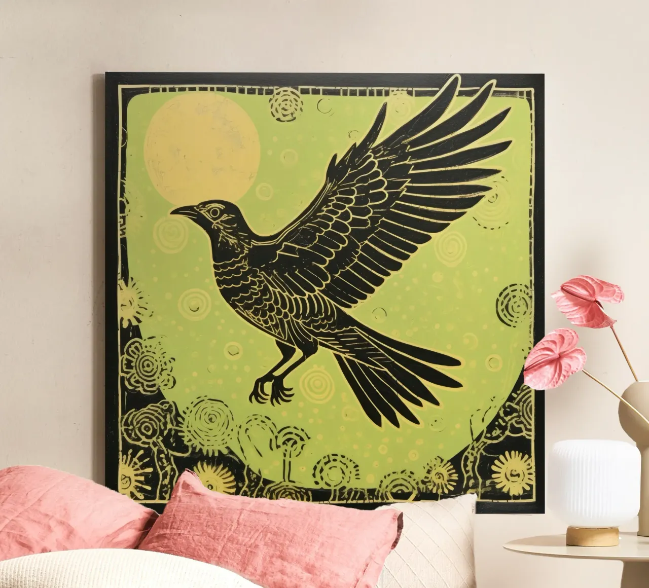 Green Hawk 4 canvas by Minimal Animal Art