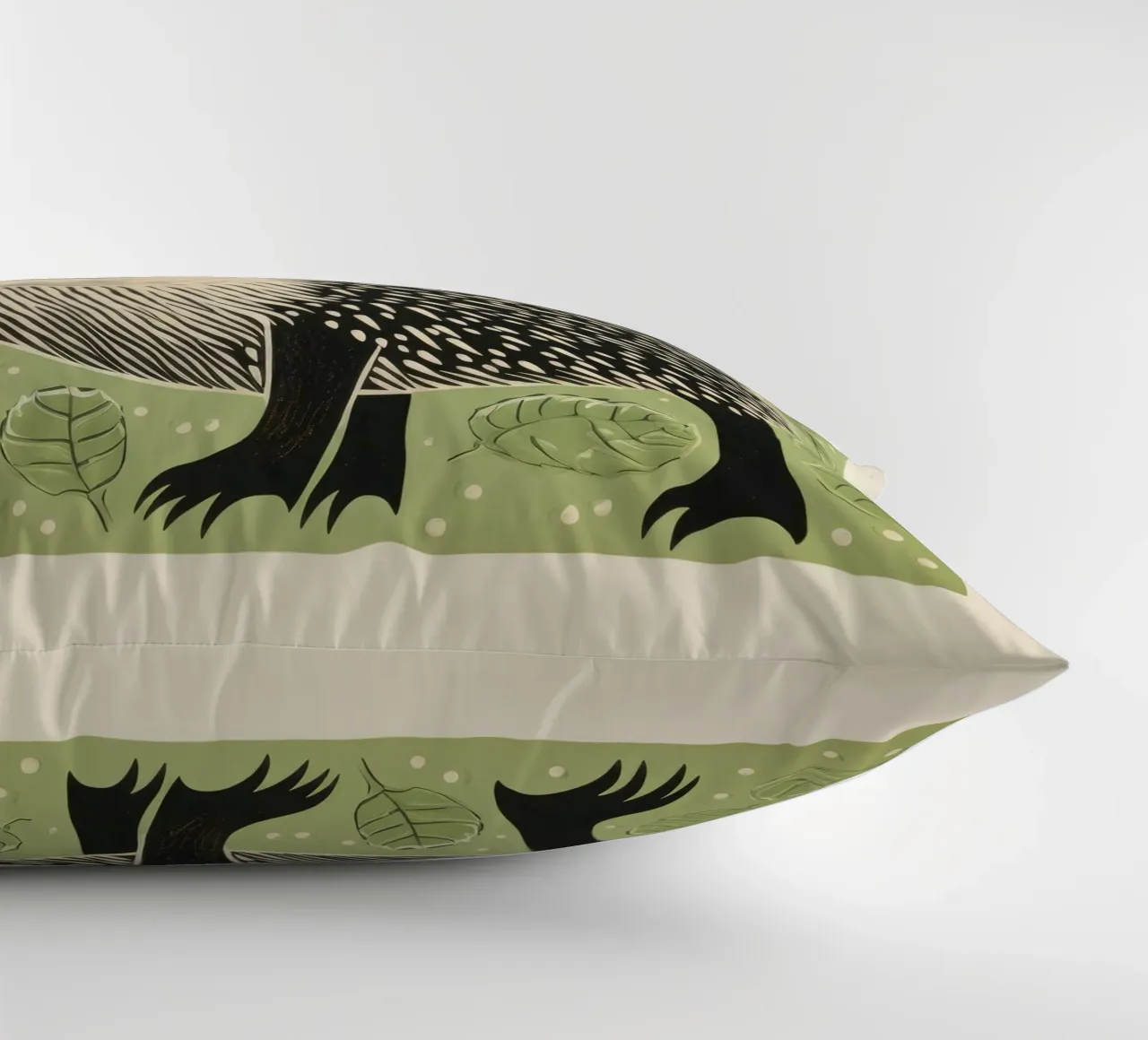 Green Hedgehog 2 decorative cushion by Minimal Animal Art