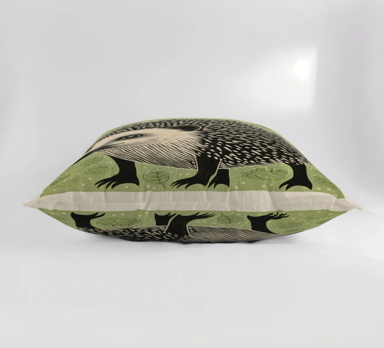 Green Hedgehog 2 decorative cushion by Minimal Animal Art