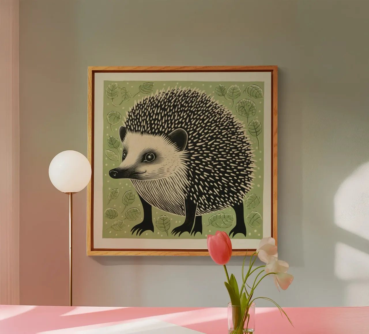 Green Hedgehog Acryl-Glas von Minimal Animal Art