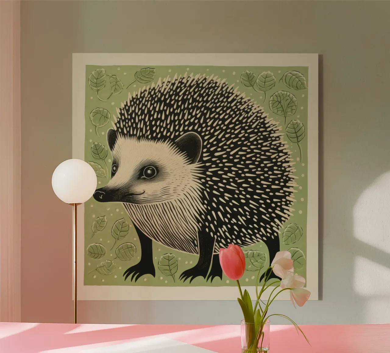 Green Hedgehog Acryl-Glas von Minimal Animal Art