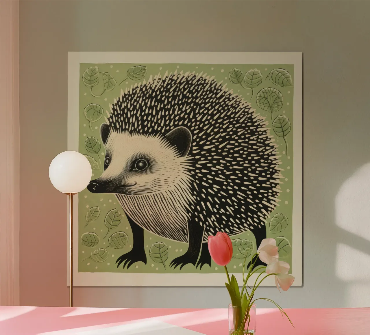 Hérisson vert poster de Minimal Animal Art