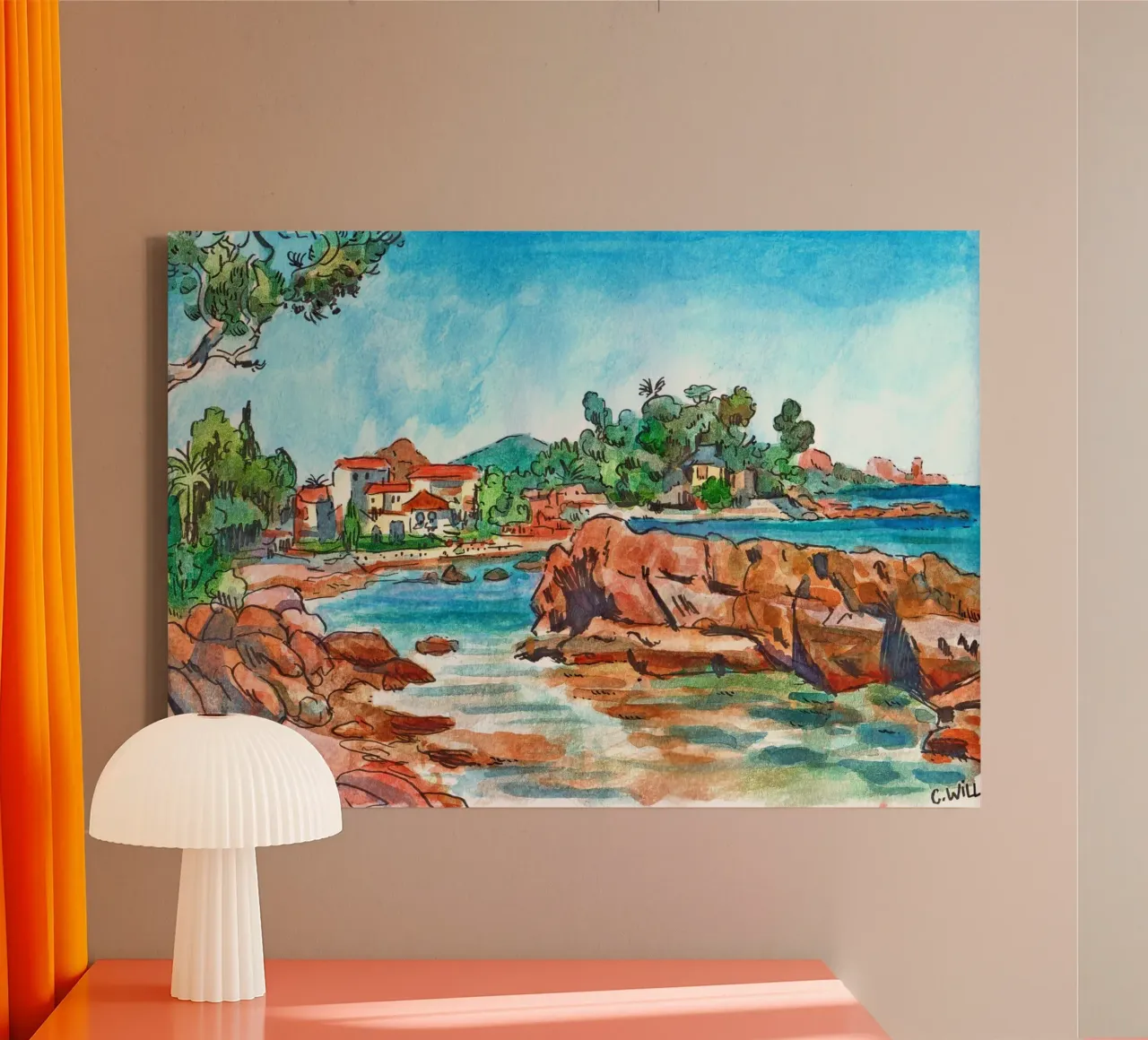 Spiaggia Péguière a Saint-Raphael tela con Cornice a cassetta da C.WILL