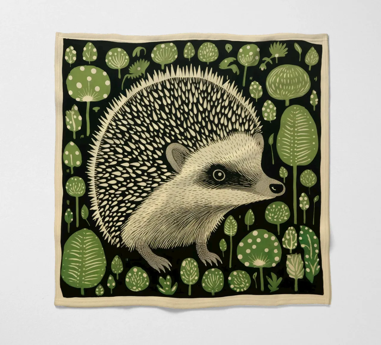 Green Hedgehog 1 fleece blanket by Minimal Animal Art