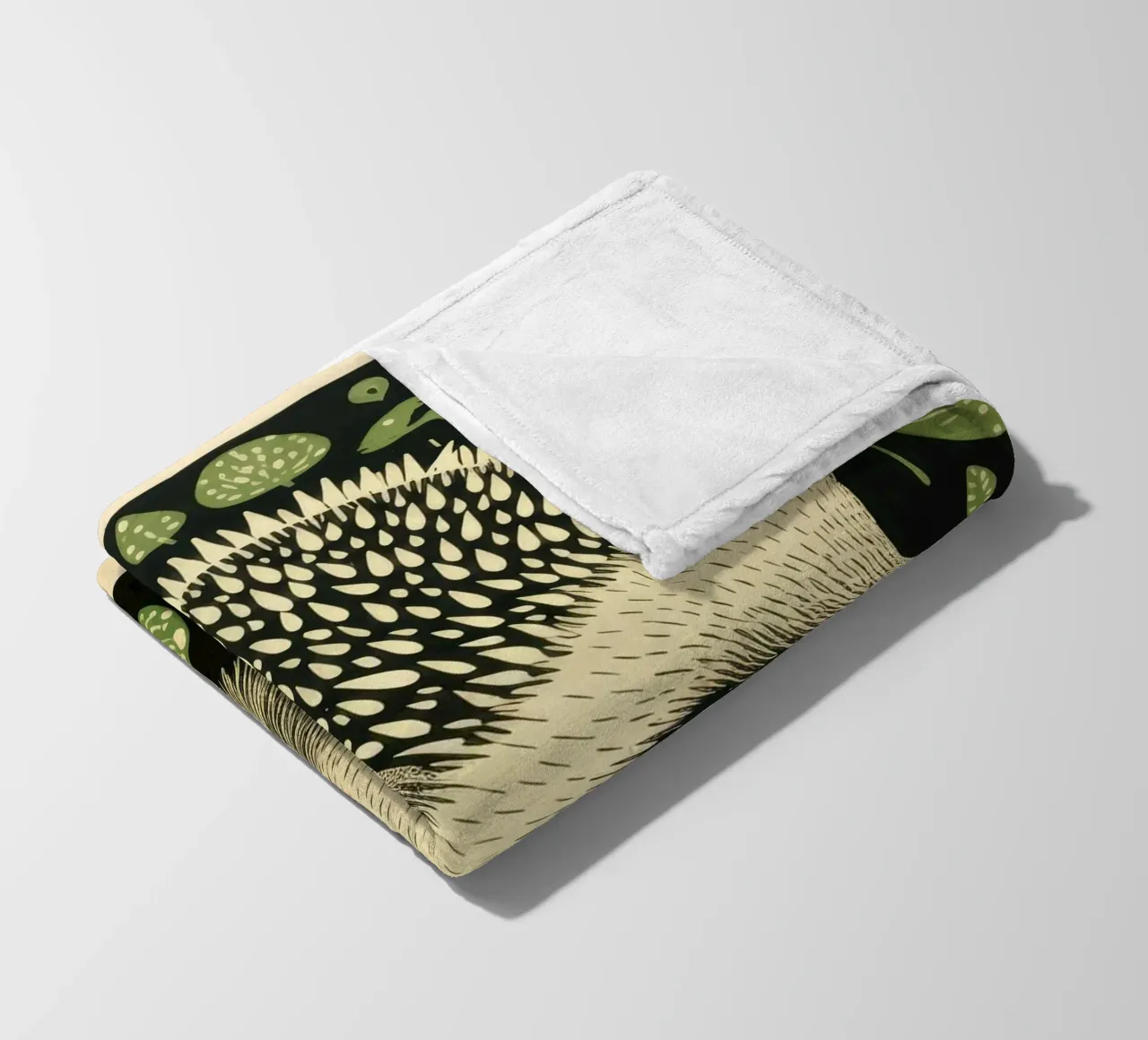 Green Hedgehog 1 fleece blanket by Minimal Animal Art