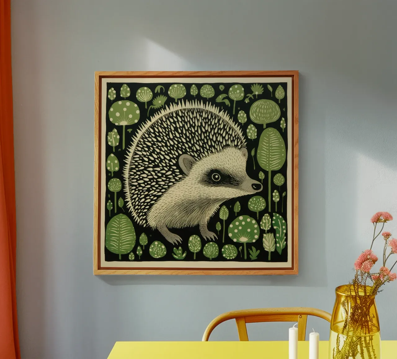Erizo verde 1 metacrilato de Minimal Animal Art