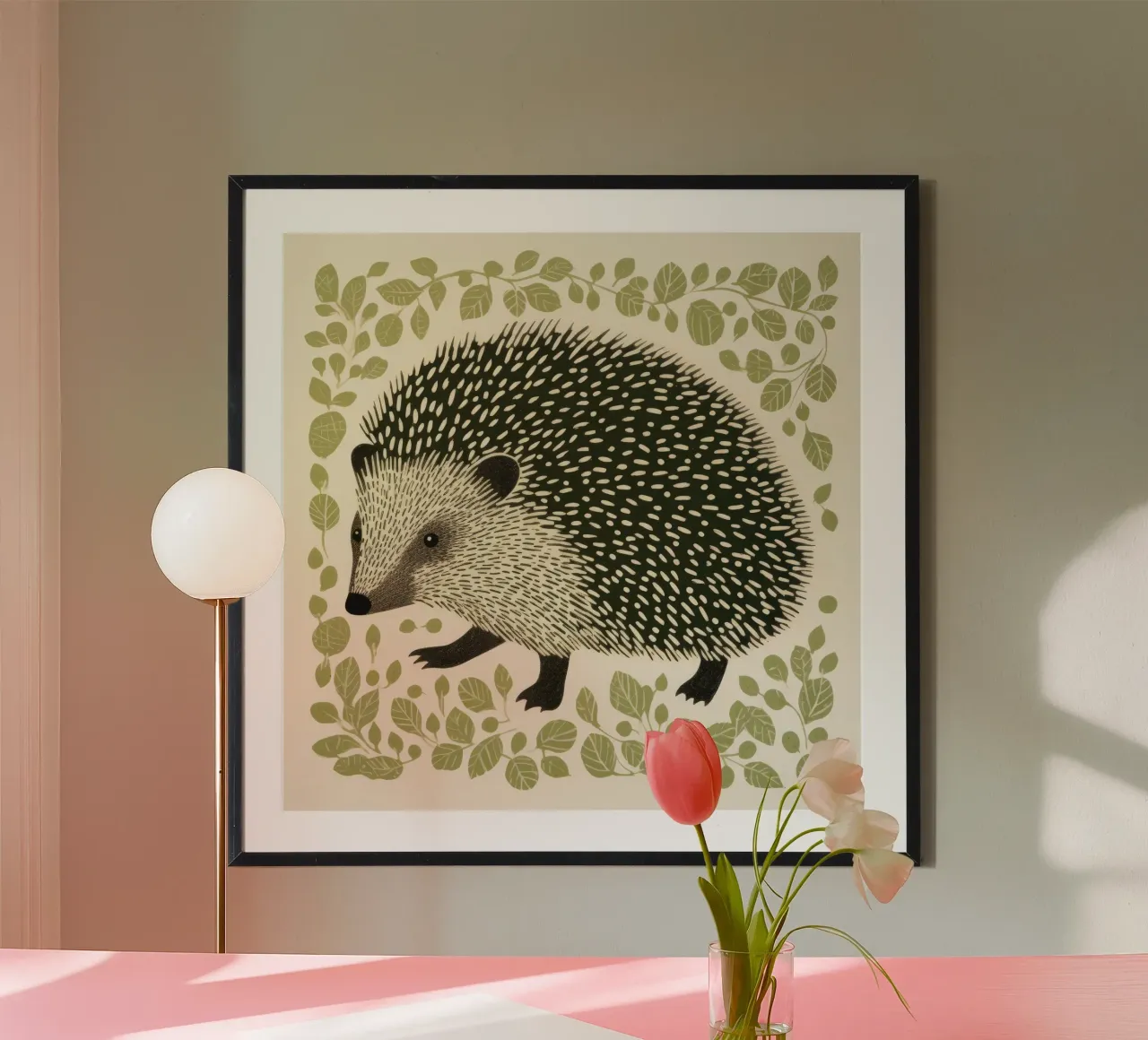 Hérisson vert poster de Minimal Animal Art