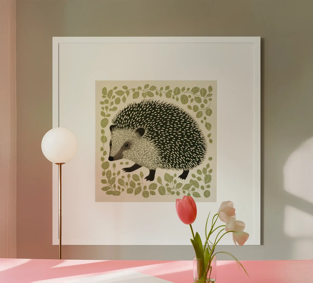 Hérisson vert poster de Minimal Animal Art