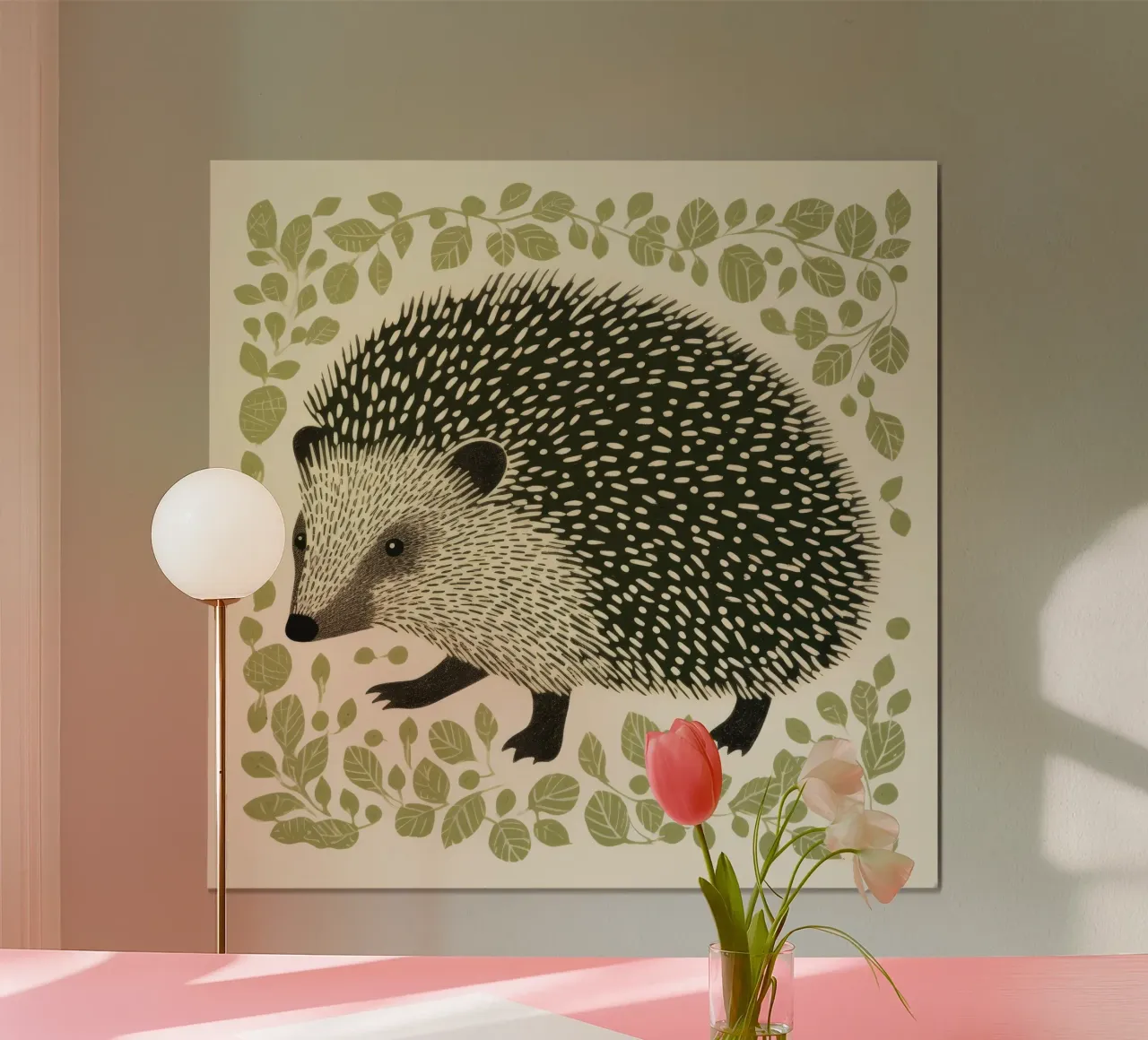Hérisson vert poster de Minimal Animal Art