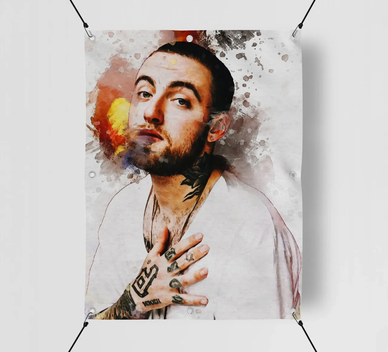 Ritratto di Mac Miller con sbaffo telo in pvc da Gunawan Rb