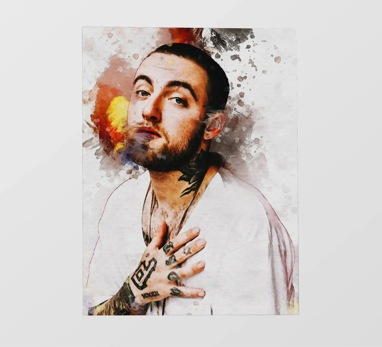 Ritratto di Mac Miller con sbaffo telo in pvc da Gunawan Rb