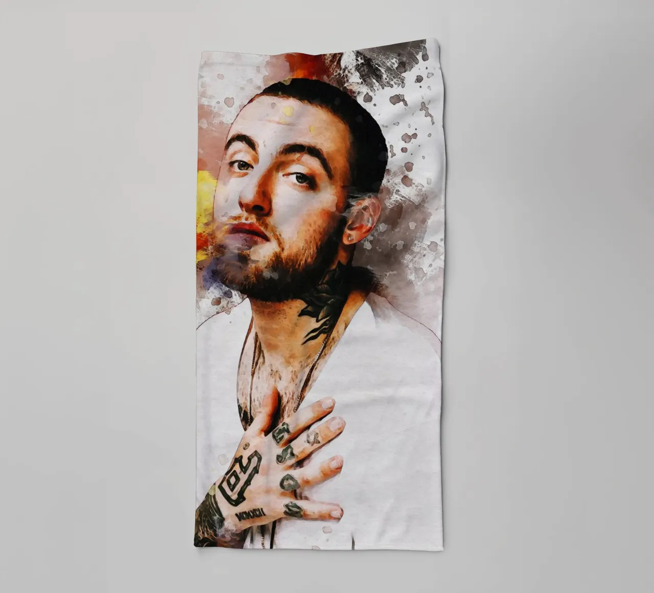 Smudge Portrait of Mac Miller towel by Gunawan Rb