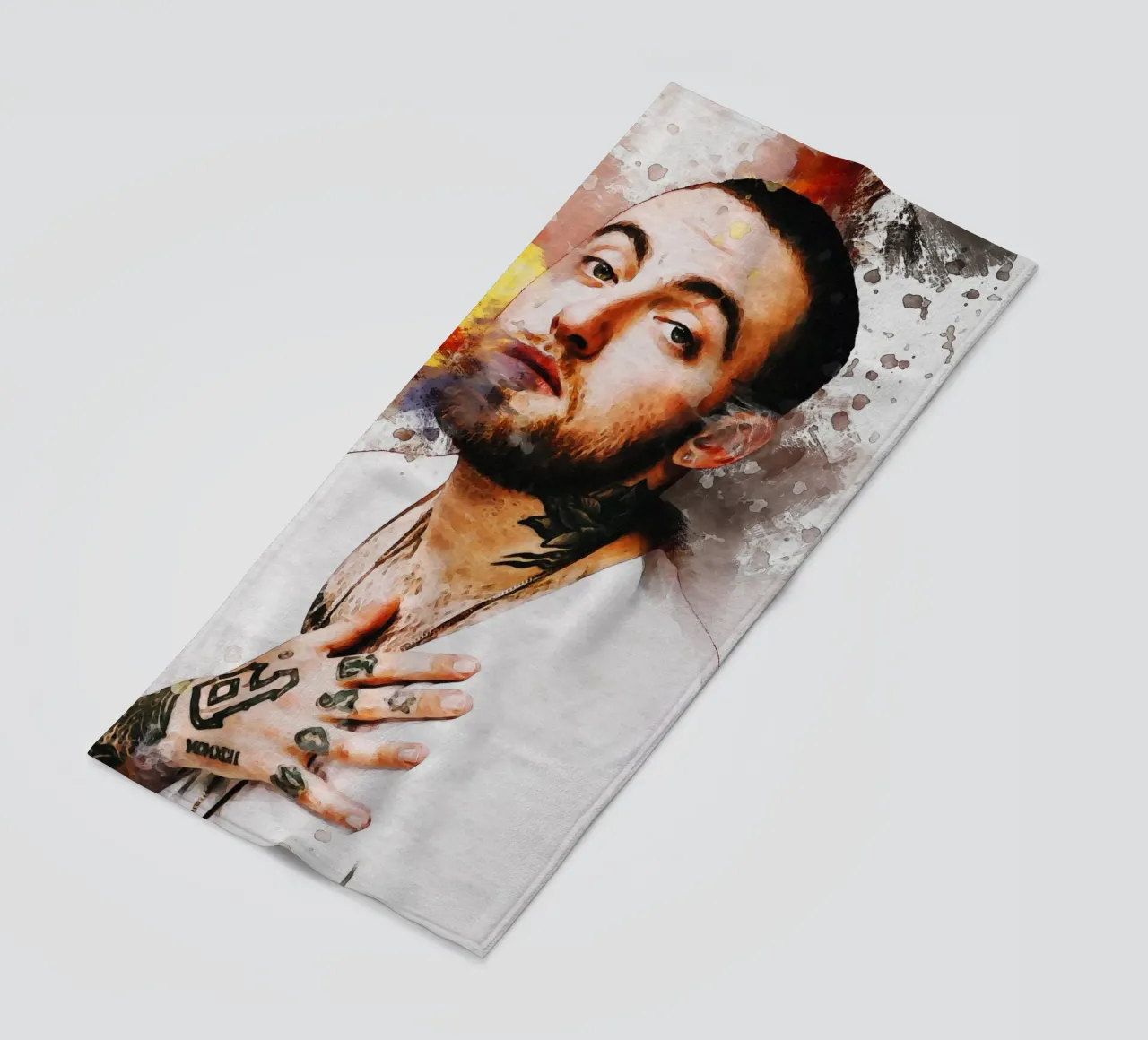 Portrait de Mac Miller par Smudge serviette de plage de Gunawan Rb