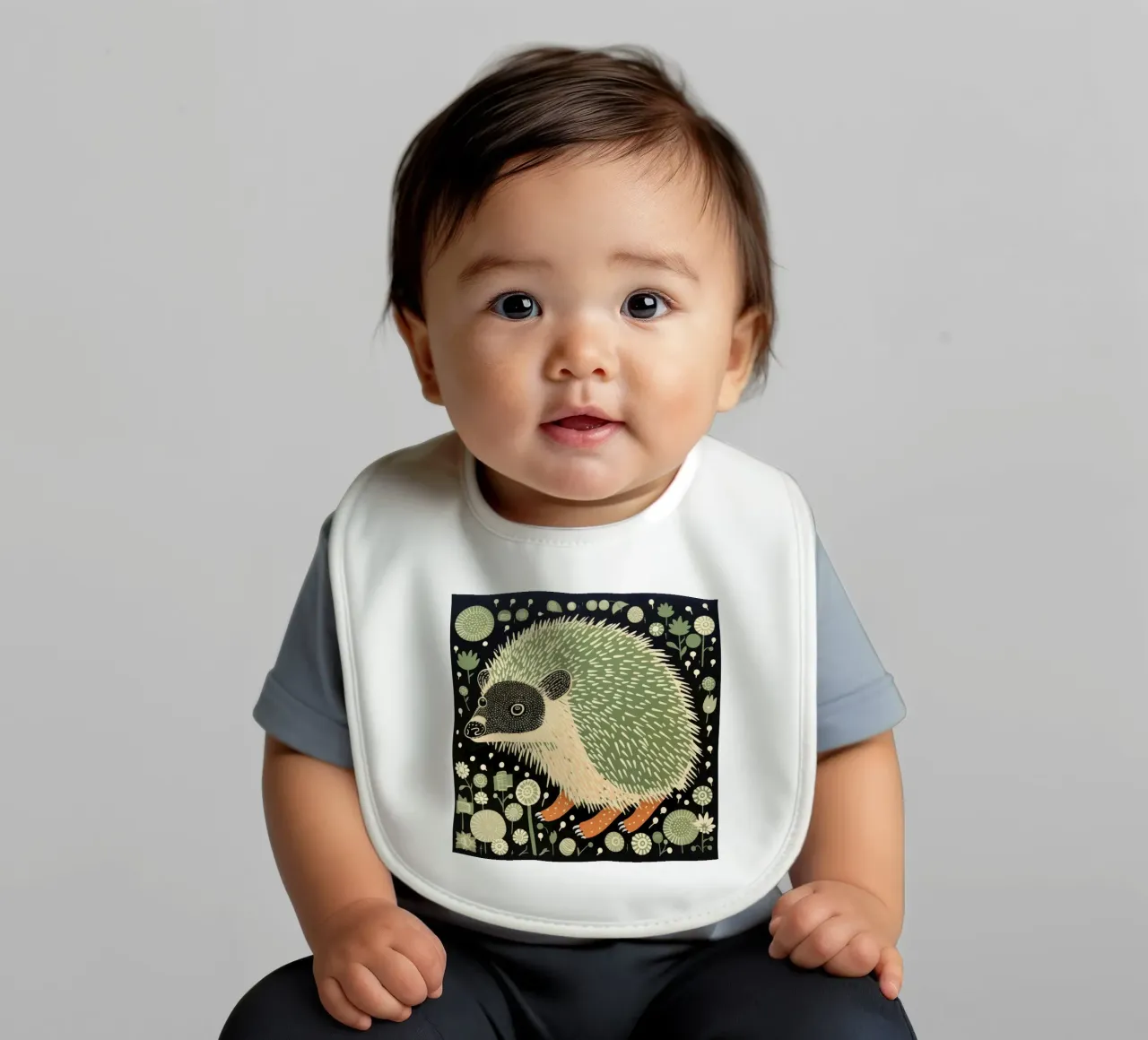 Grüner Igel 4 Babylätzchen von Minimal Animal Art