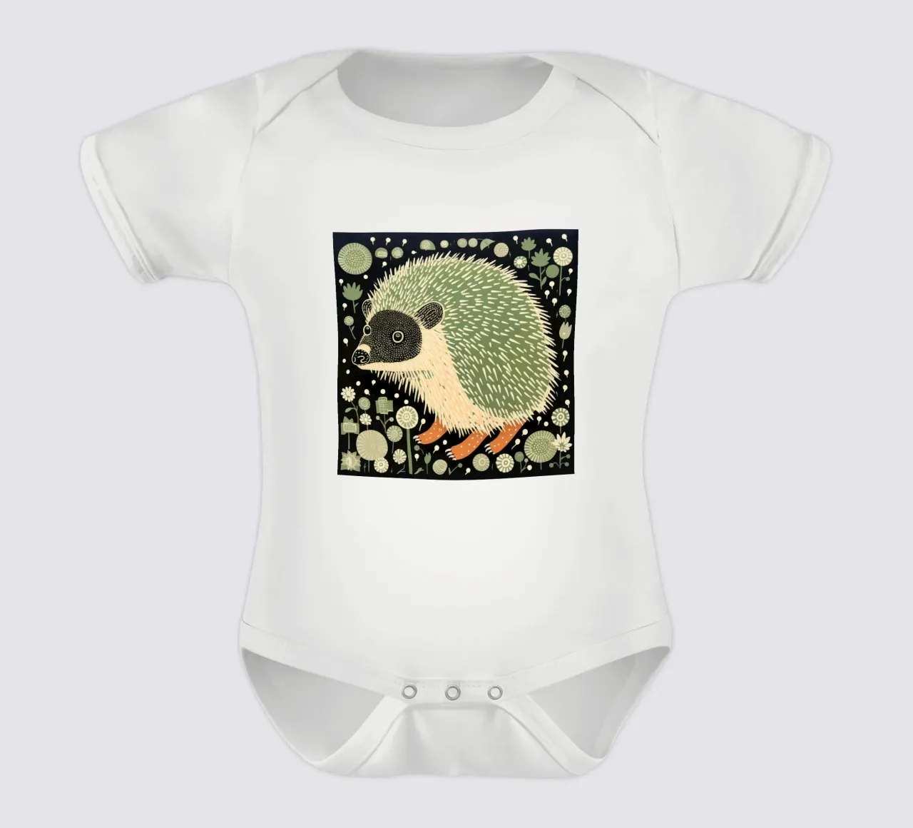 Grüner Igel Kurzarm Babybody von Minimal Animal Art