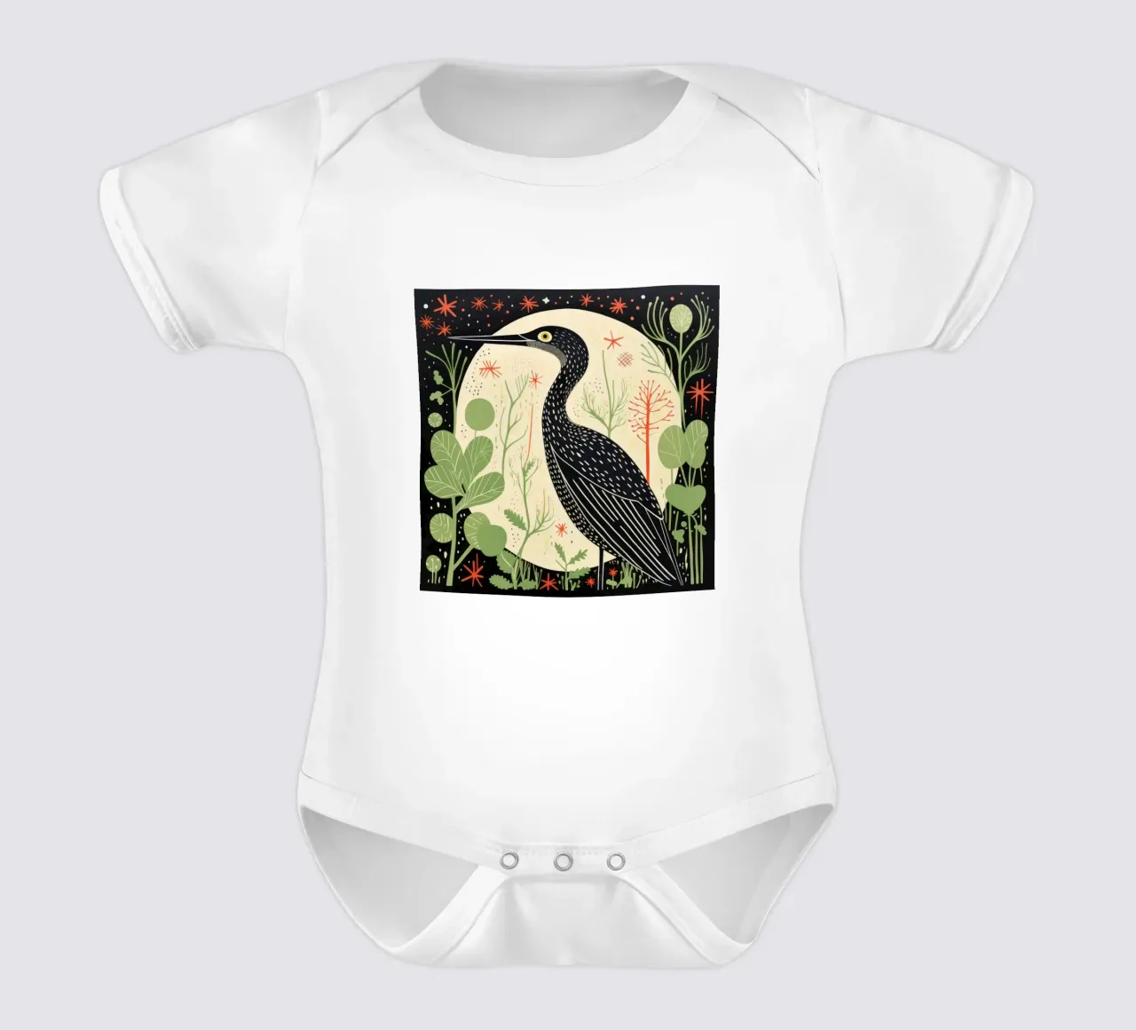 Airone Verde 1 body neonato maniche corte da Minimal Animal Art